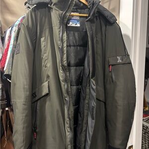 Dixxon Flannel Dark Olive Green Puffer Jacket with Hood | 3XL